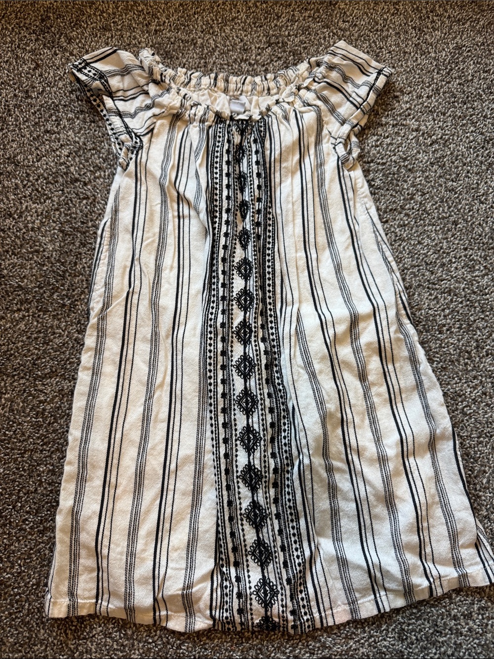 Old Navy Cream and Black Striped Peasant Blouse